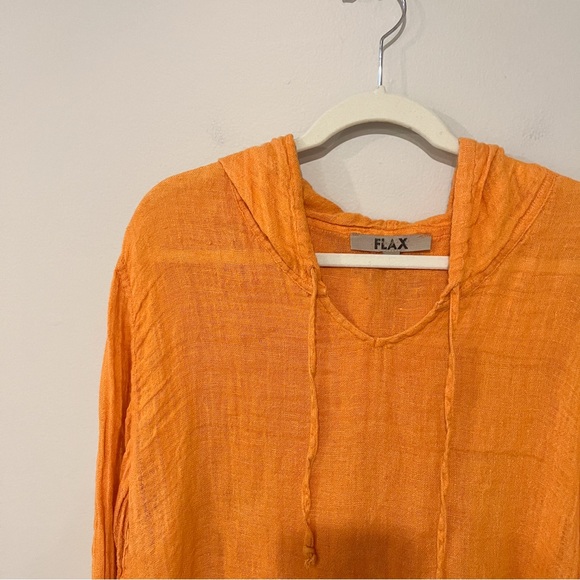 Flax Orange Hooded Linen Top - Picture 3 of 6